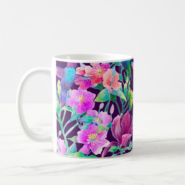 Taza De Café Flores y pájaros exóticos (Izquierda)