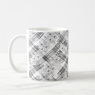 Taza De Café Flores y rayas monogramadas de moda
