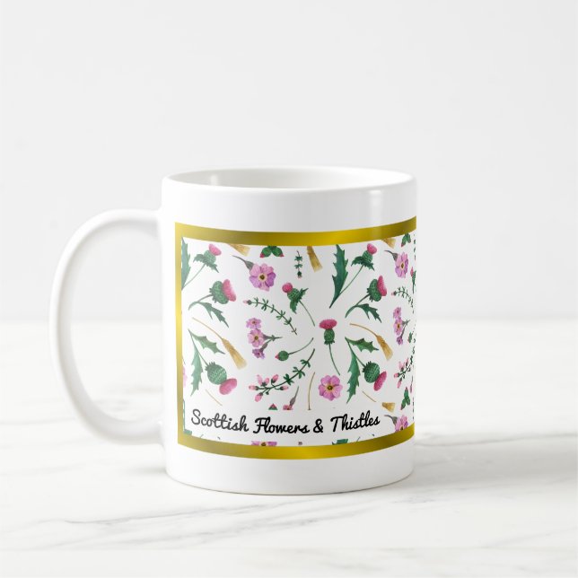 Taza De Café Flores y silbatos escoceses (Izquierda)