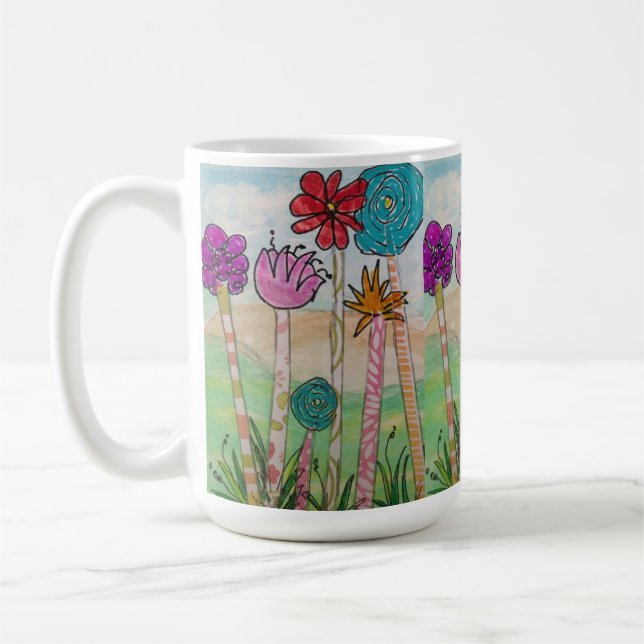 Taza De Café Flores y tallas divertidas (Izquierda)
