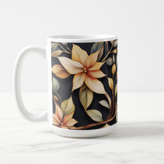 Taza De Café Flores y viñas elegantes