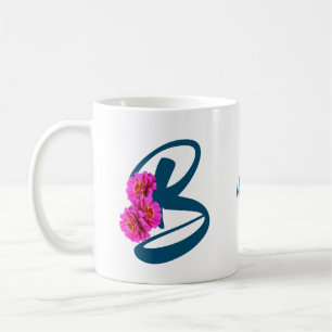 Taza De Café Flores Zinnia Monograma Inicial B Personalizado