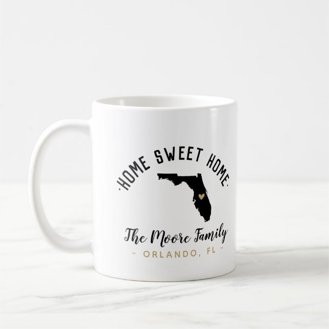 Taza De Café Florida Hogar Dulce Familia Monograma Mug (Izquierda)
