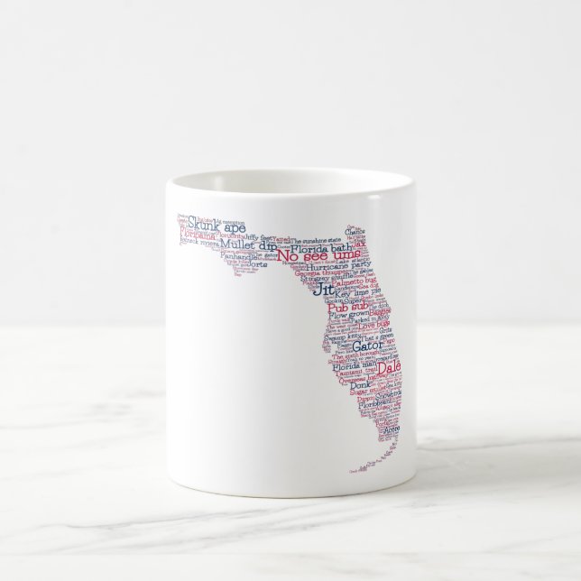 Taza De Café Florida USA Jerga Mapa de Arte de Palabra Café Mug (Centro)