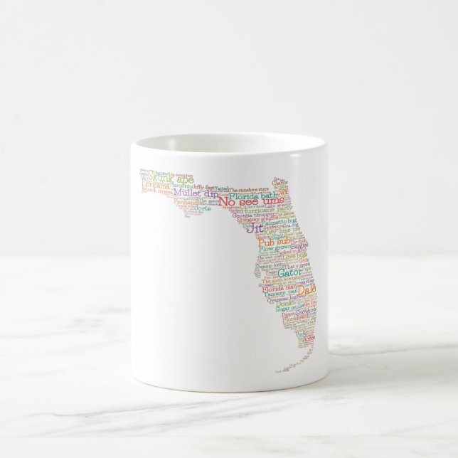 Taza De Café Florida USA: Mapa de arte de palabras jerárquicas  (Centro)