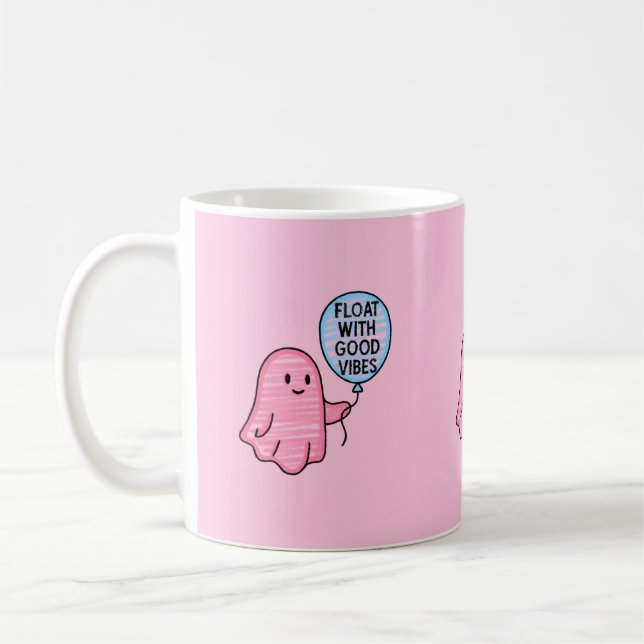 Taza De Café Flota con buenos vibraciones diseño lindo boo (Izquierda)