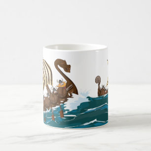 Taza De Café Flota de invasión de vikingos de dibujos animados