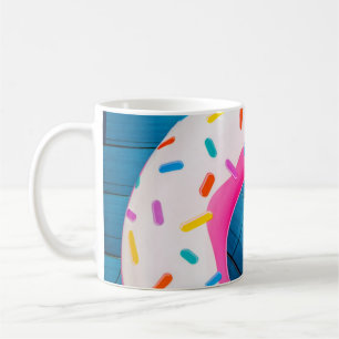 Taza De Café Flotador de rosquilla amarillo y rosa