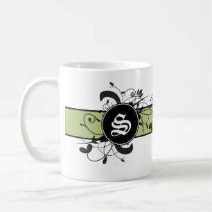 Taza De Café Flourish de lujo personalizado con monograma