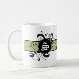 Taza De Café Flourish de lujo personalizado con monograma
