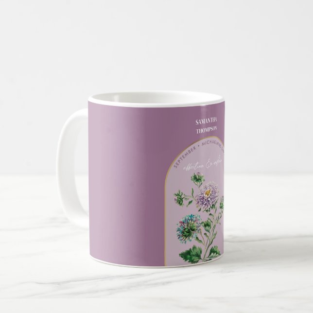 Taza De Café Flower Birth Personalizada Mes Septiembre Cumpleañ (Anverso izquierdo)