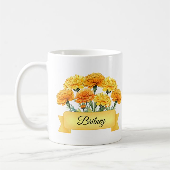 Taza De Café Flower Marigold de octubre (Izquierda)