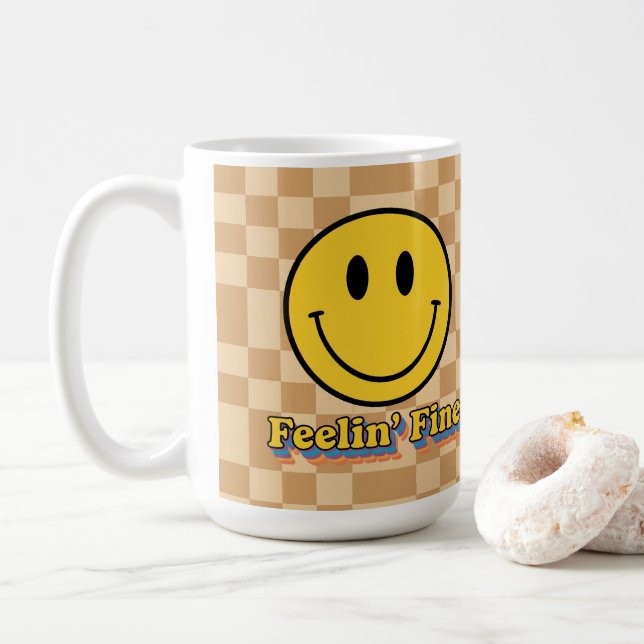 Taza De Café Flower Power Retro Daisy Sunflower Mug - 70s  (Con donut)