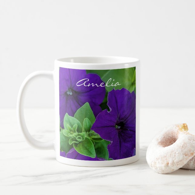 Taza De Café Flower Púrpura Flower Photo Bible Verse Positive T (Con donut)