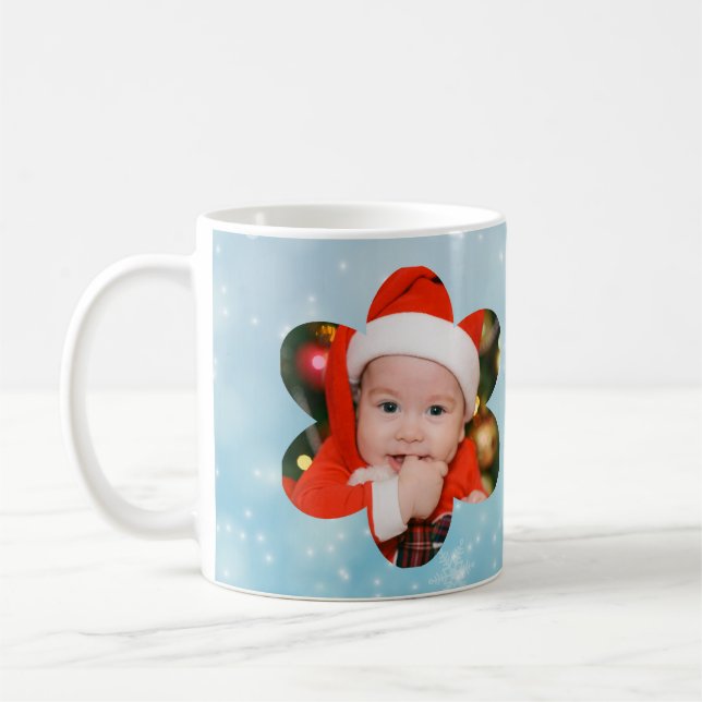 Taza De Café Flower Shape My 1st Christmas Photo (Izquierda)