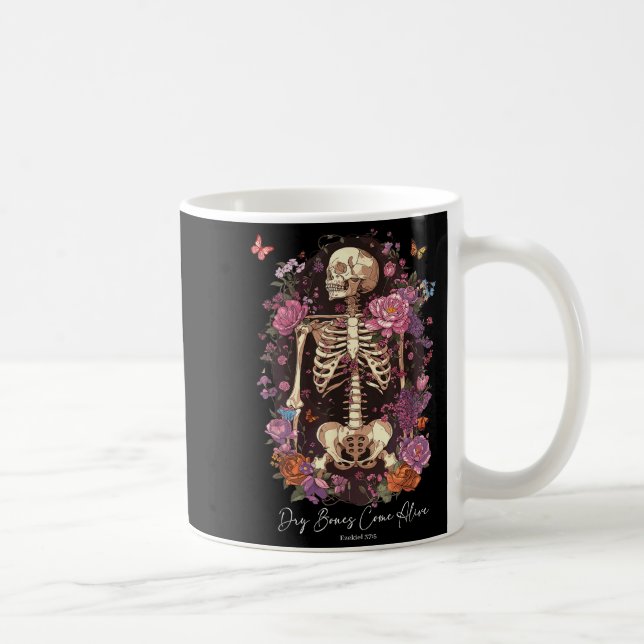 Taza De Café Flower Skeleton Dry Bones Come Alive, Retro Enchan (Derecha)