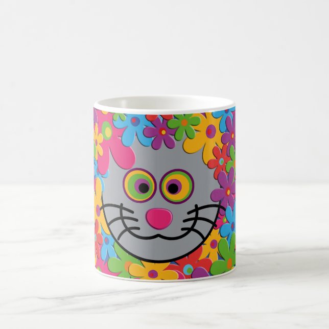Taza De Café FlowerPower-Katze (Centro)