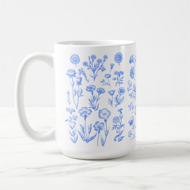 Taza De Café Flowers Antique Botanical Art (Izquierda)