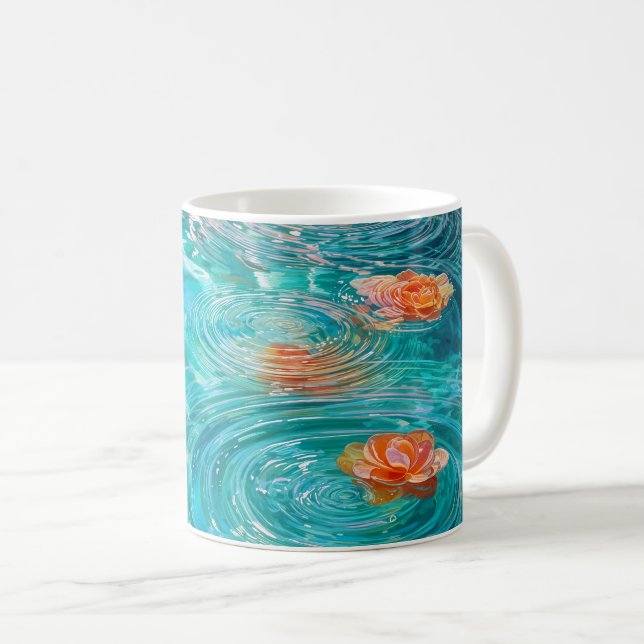 Taza De Café Flowers Floating on Water  (Anverso derecho)