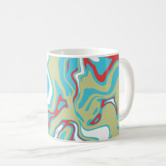 Taza De Café Flowing Liquid Curves and Color Bands