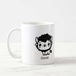 Taza De Café Fluffy Bison Baby - Kawaii Farm Animal Art