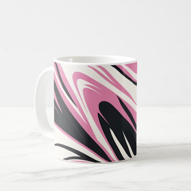 Taza De Café Flujo abstracto rosa, negro y blanco negrita (Anverso izquierdo)