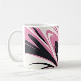 Taza De Café Flujo abstracto rosa, negro y blanco negrita