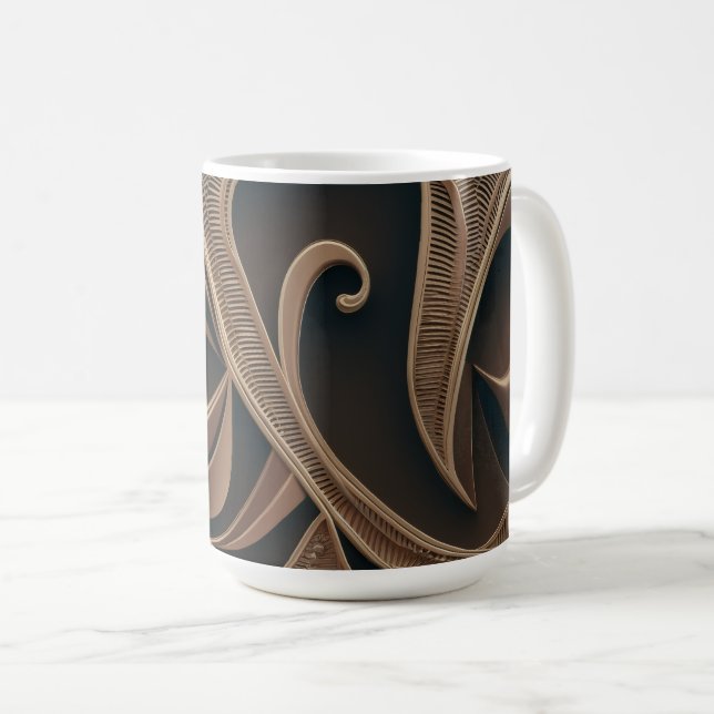 Taza De Café Flujo Botánico Dorado Elegante   (Anverso derecho)