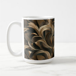 Taza De Café Flujo Botánico Dorado Elegante  