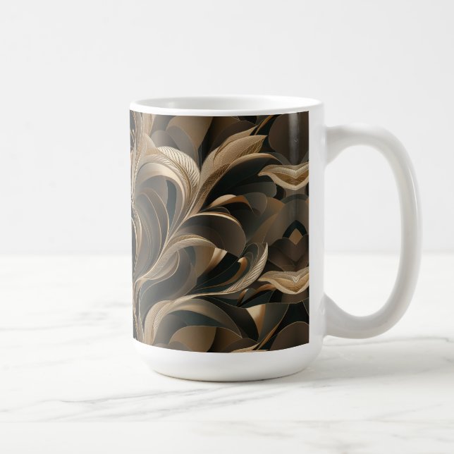 Taza De Café Flujo Botánico Dorado Elegante   (Derecha)