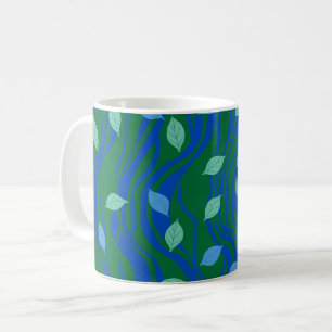 Taza De Café Flujo Elemental Verde Esmeralda Azul Cobalto con H