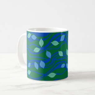 Taza De Café Flujo Elemental Verde Esmeralda Azul Cobalto con H