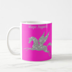 TAZA DE CAFÉ FLURO PINK SILVER SPARKLE UNICORN MUG