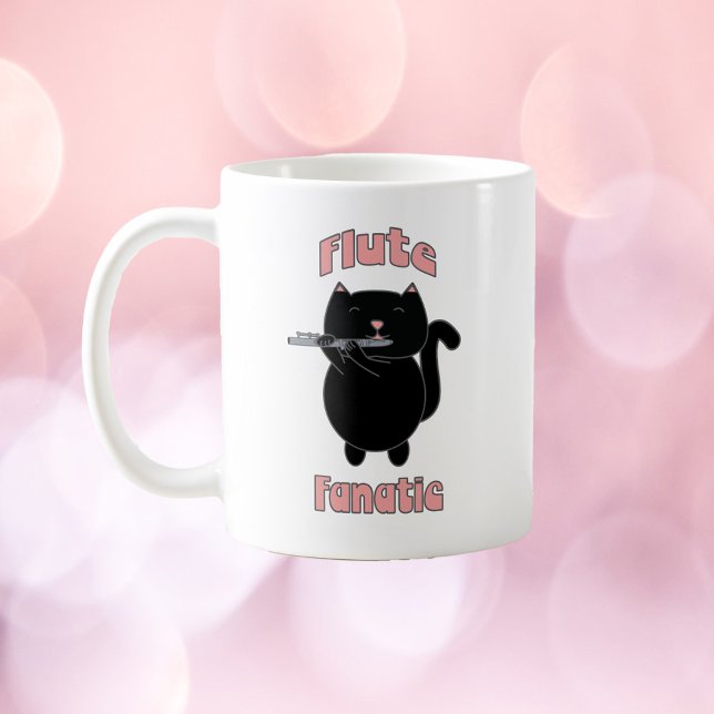 Taza De Café Flute Fanatic Black Cat Funny (Subido por el creador)