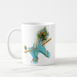 Taza De Café Flute_Hands_Peacock Feather_Lord Krishna