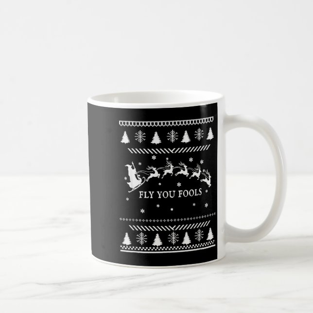 Taza De Café Fly You Fools Wizard Santa Sleigh Reindeer Christm (Derecha)