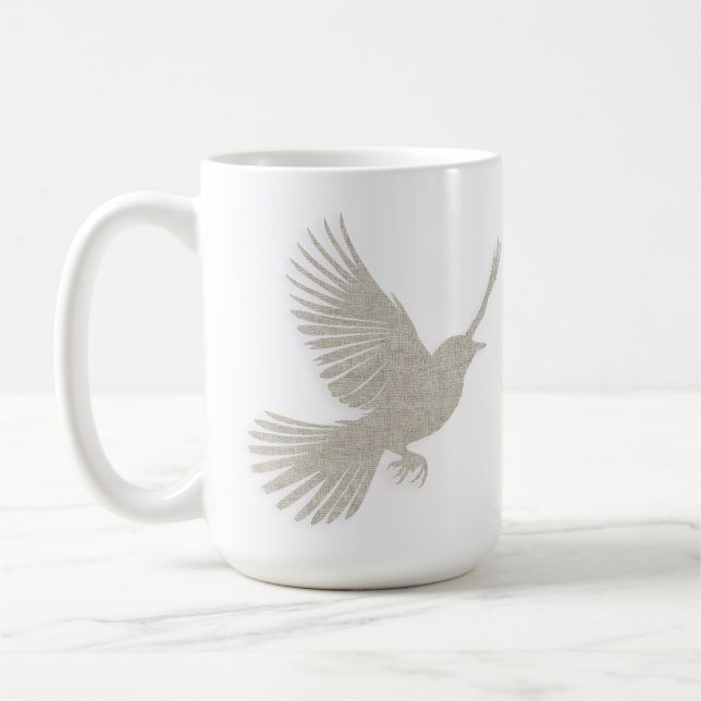 Taza De Café Flying Bird Silhouette Tan Linen Scandinavian (Izquierda)