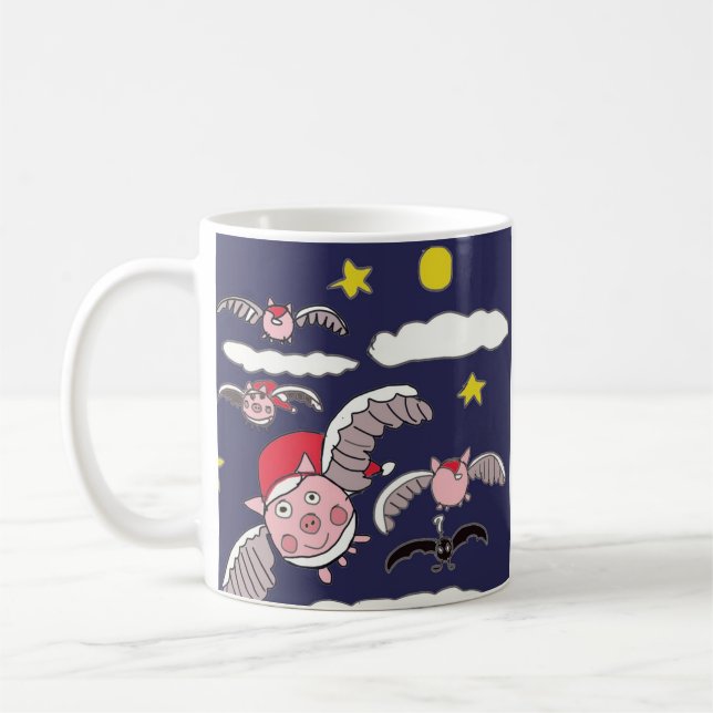 Taza De Café Flying Santa Pig  (Izquierda)