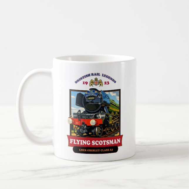 Taza De Café Flying Scotsman 4472 Steam Locomotive Retro Poster (Izquierda)