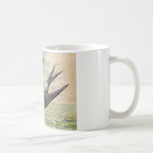 Taza De Café Flying swallow with flower twig