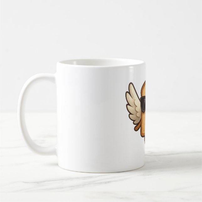 Taza De Café Flying Toast with Wings Cute Cartoon Illustration (Izquierda)
