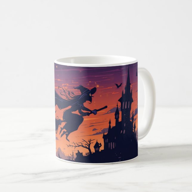 Taza De Café Flying Witch Mug | Classic Halloween Coffee Cup (Anverso derecho)