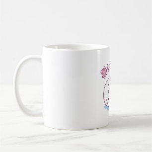 Taza De Café Foca blanca linda comiendo sandía está caliente