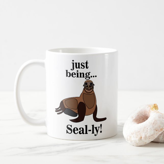 Taza De Café Focas Pinnípedos Divertidas (Con donut)