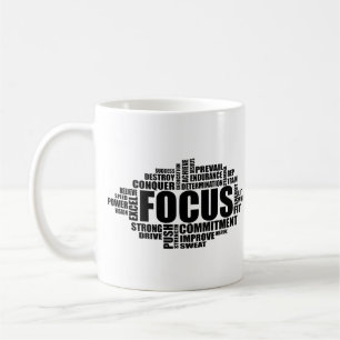Taza De Café FOCUS – Diseño Motivacional de Nube de Palabras