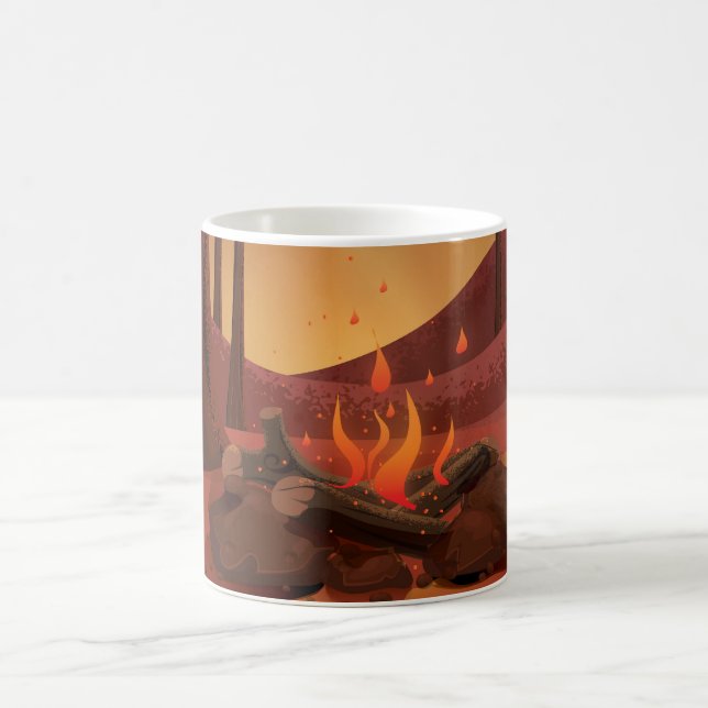 Taza De Café Fogata en el bosque. (Centro)
