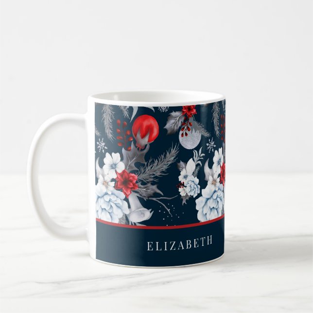 Taza De Café Foliage azul marino rojo (Izquierda)