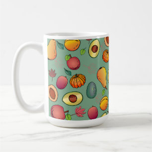Taza De Café Foliage de calabaza de frutas con colores vivos de