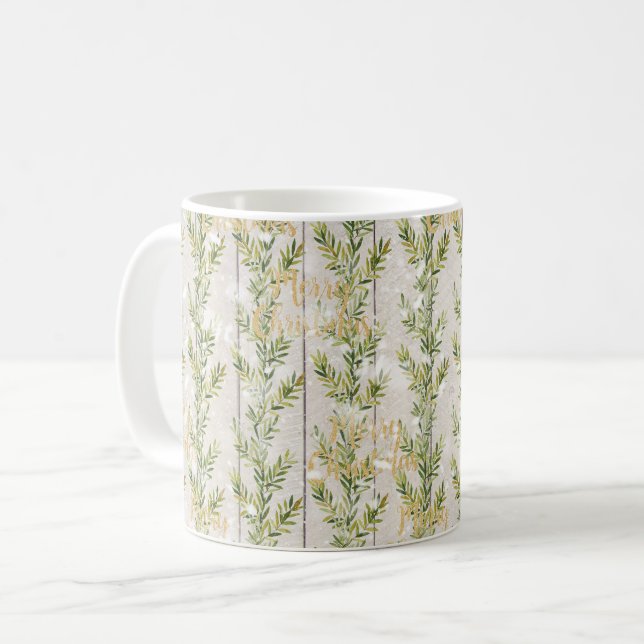 Taza De Café Foliage navideño con planchas de madera (Anverso izquierdo)