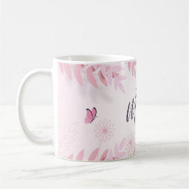 Taza De Café Foliage rosa y mariposas